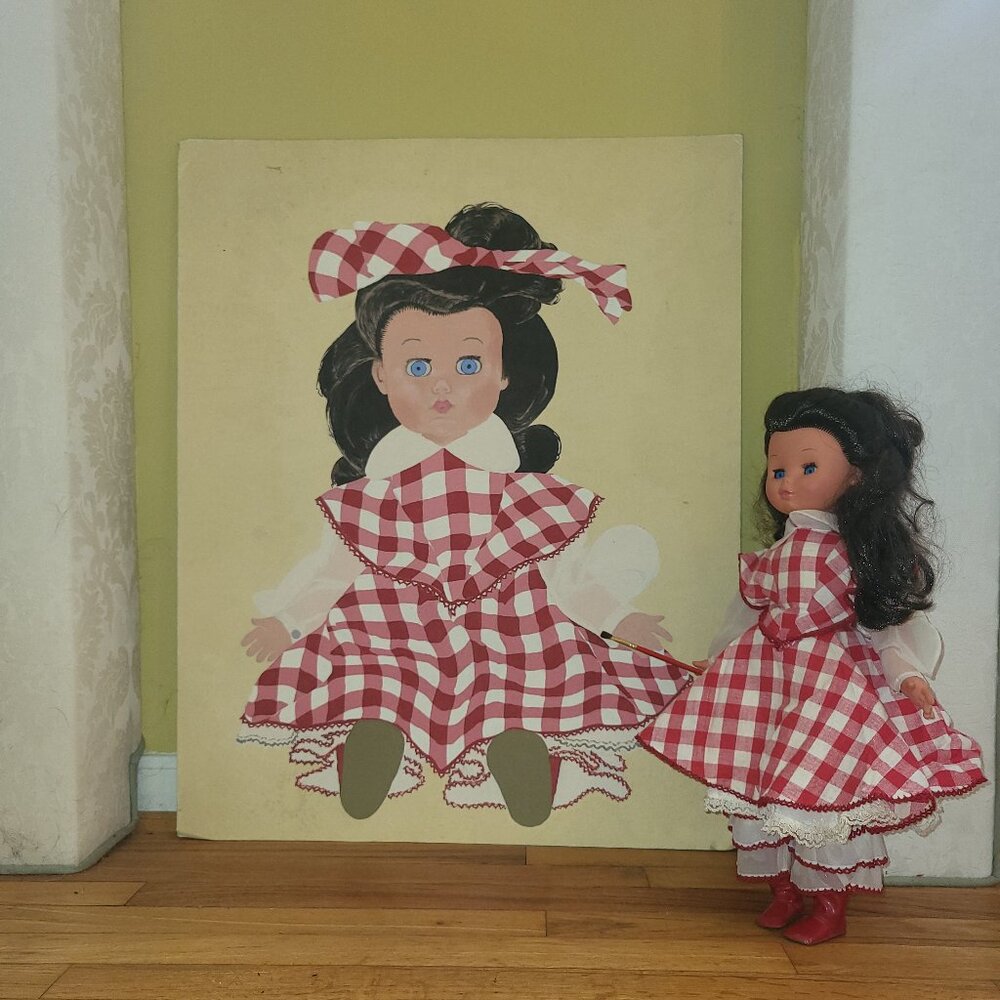 "Self-Portrait By Tenerella" (Vintage painting and doll)